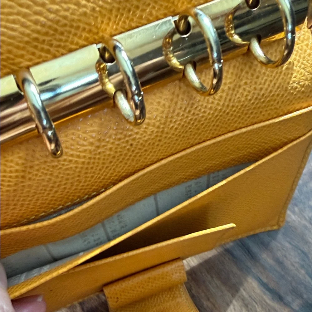 Celine Yellow Textured Leather Agenda Cover with Gold-Tone Snap